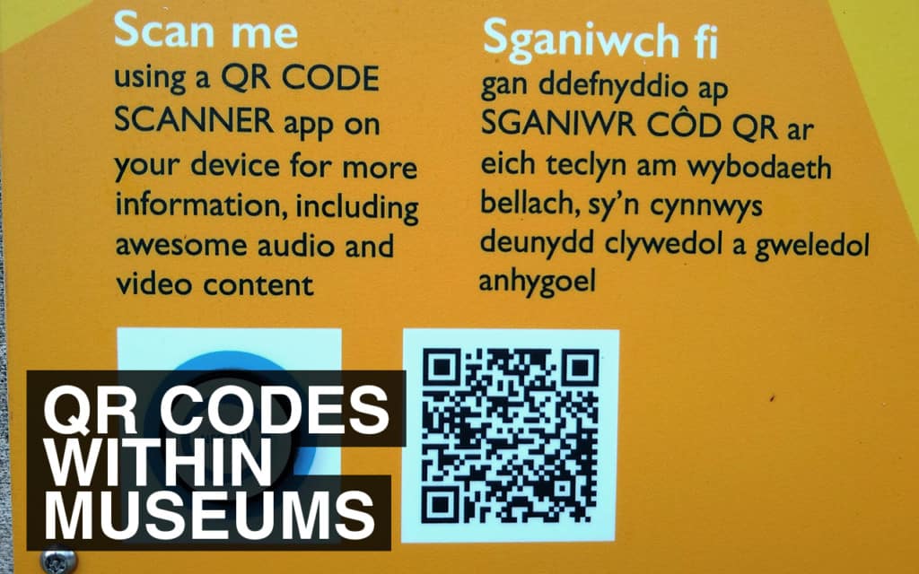 QR codes strategically placed in museums, showing different uses such as for art gallery campaigns, social media promotion, visitor feedback collection, boosting app downloads, acting as cost-effective tour guides, and enabling augmented reality integration