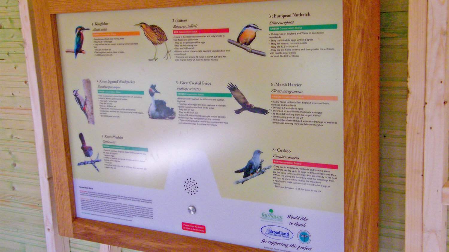 AudioSign Touch Panel at Fairhaven Gardens in Bird Hide