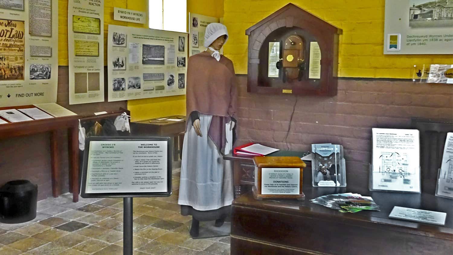 1 Llanfyllin Dolydd History Centre with bespoke period telephone