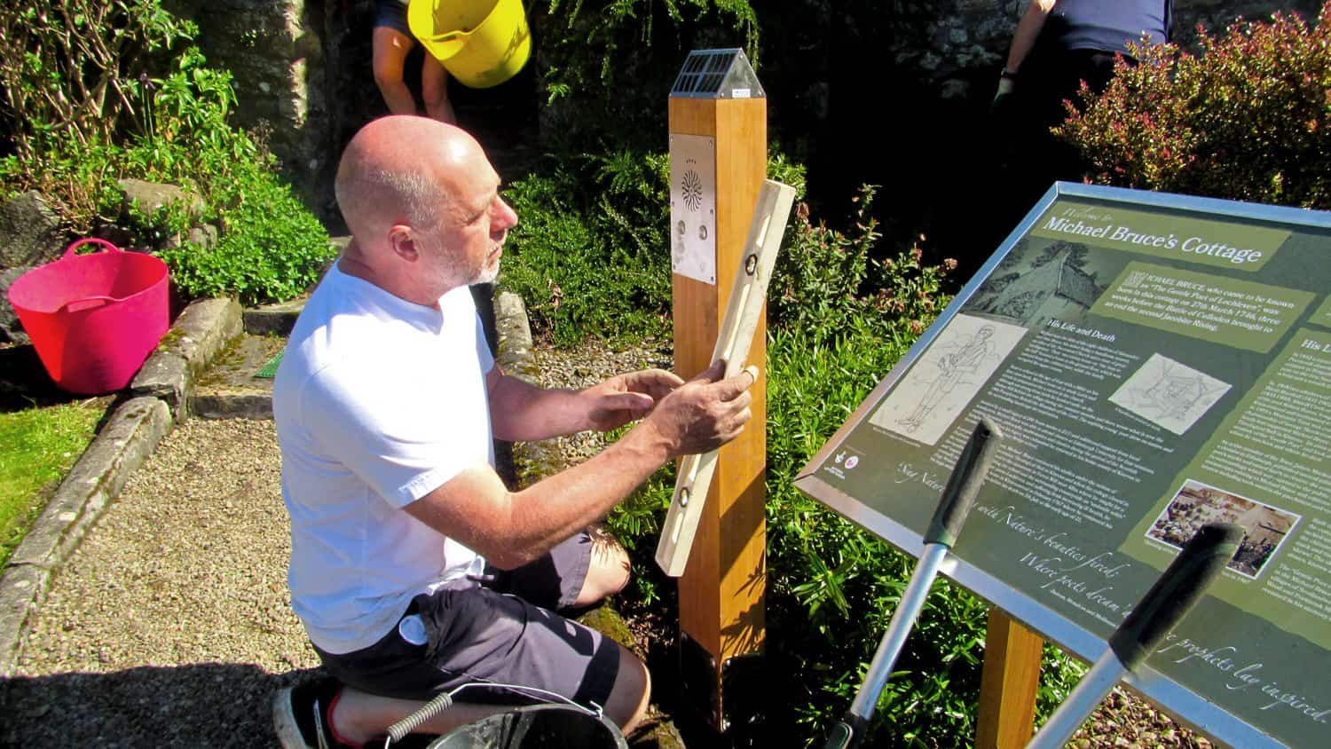 Installation of the Audio Post at the Michael Bruce Garden Party