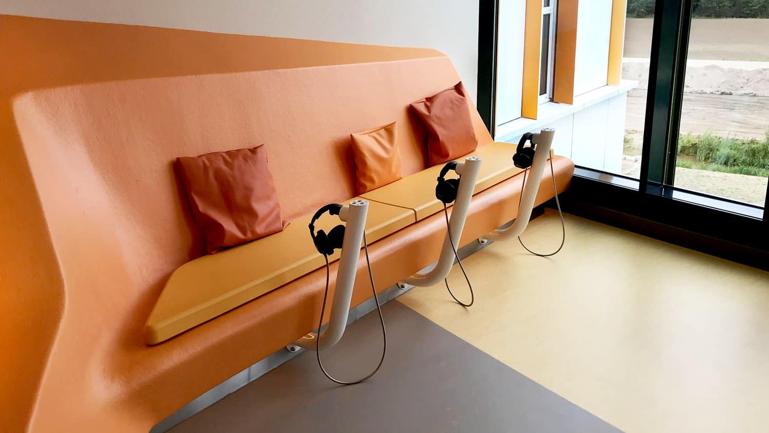 Auto Play Double Cup Headphones installed in the Pediatric Oncology Hospital