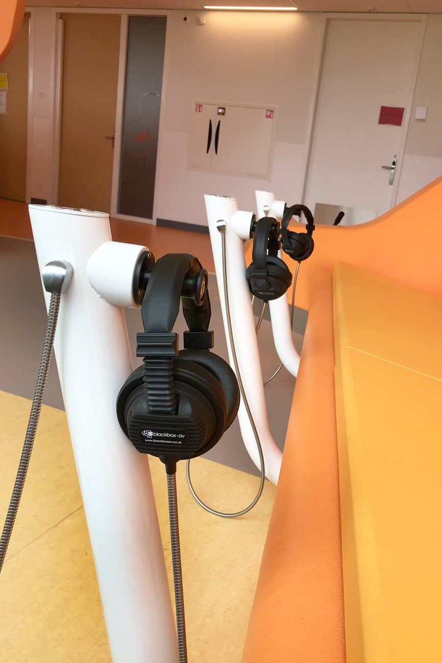 Our Armour Cable Double Cup Headphones installed in the Pediatric Oncology Hospital, Utrecht