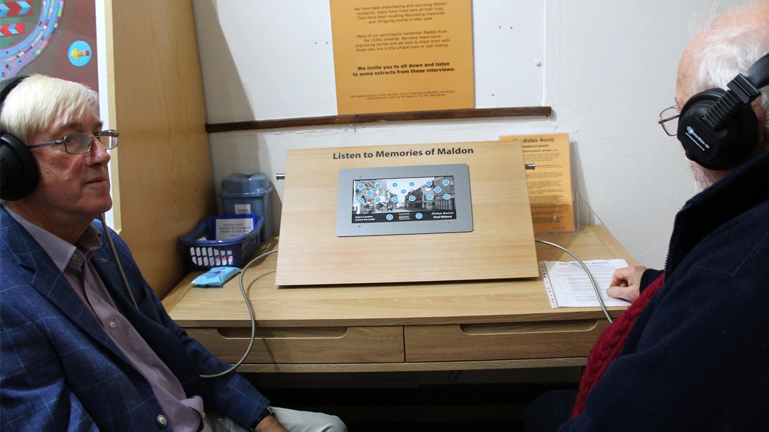 Visitors using the AudioFrame-15 at the Maldon Society