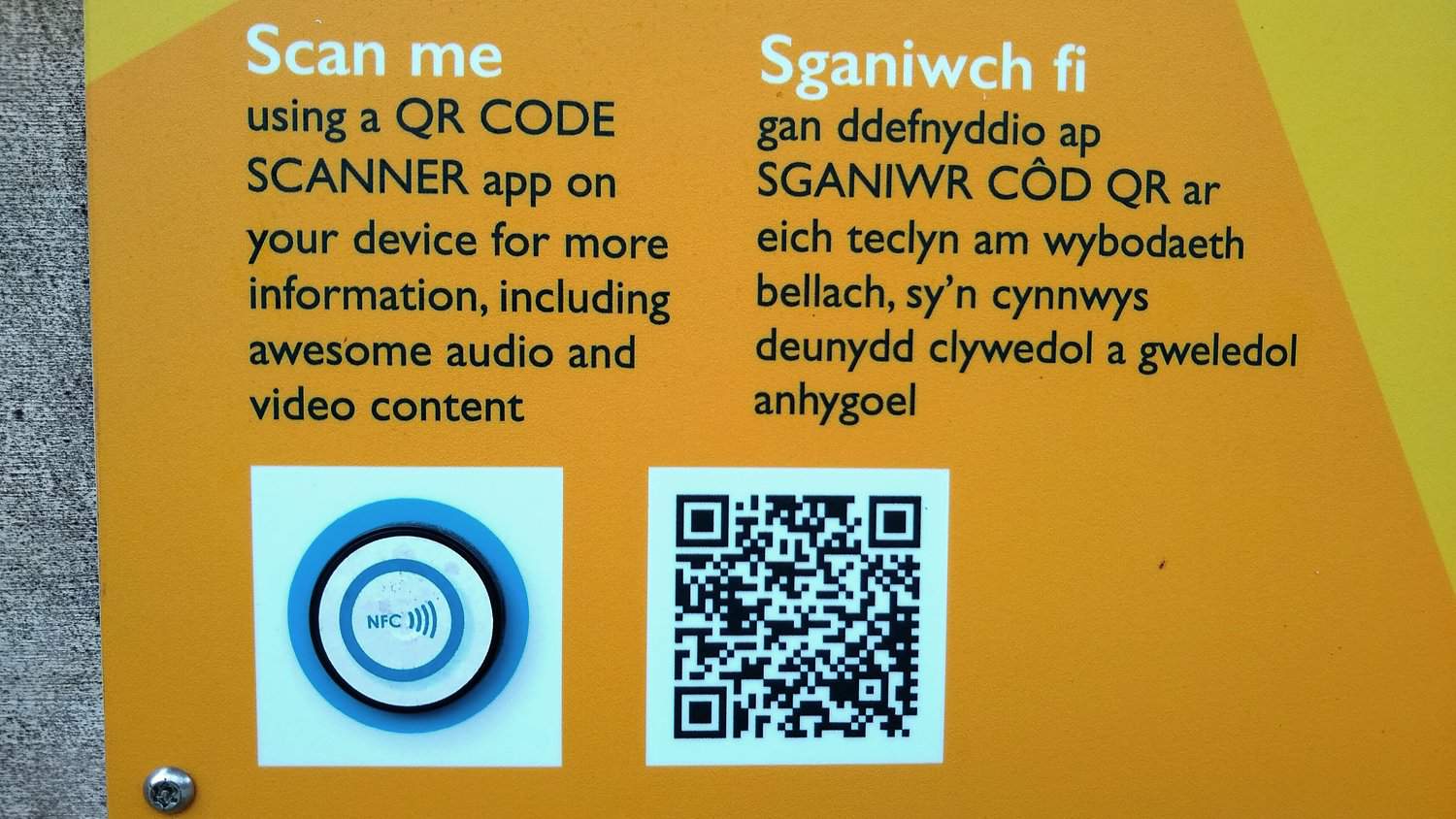 Barcode Scanner on the Hideen Heritage Walk Information Board