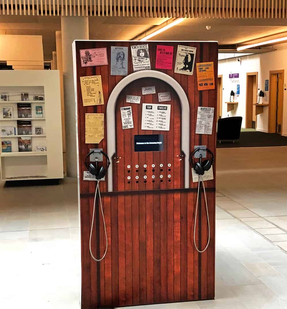 Listening booth with MKII Headphones & 10 Inch Open Frame Screen