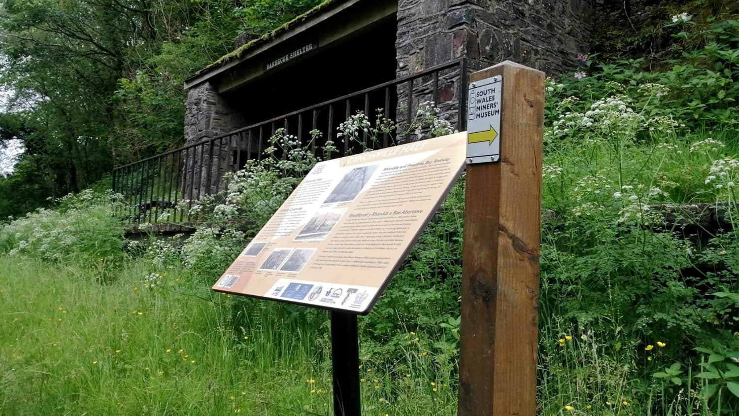 South Wales Miners Museum Cynonville Halt Information Board and Post