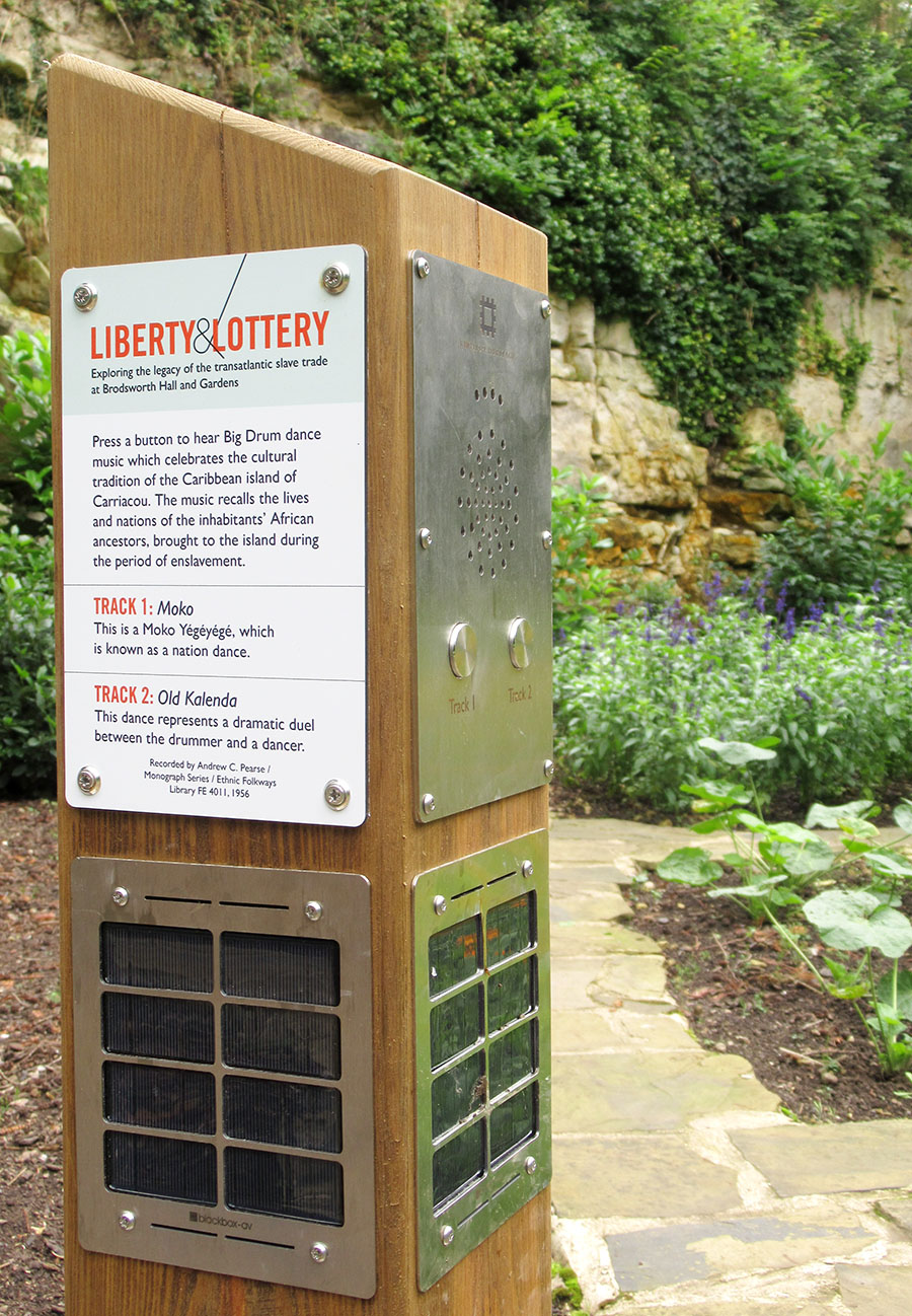 Solar Audio Post Wooden garden closeup at Brodsworth Hall