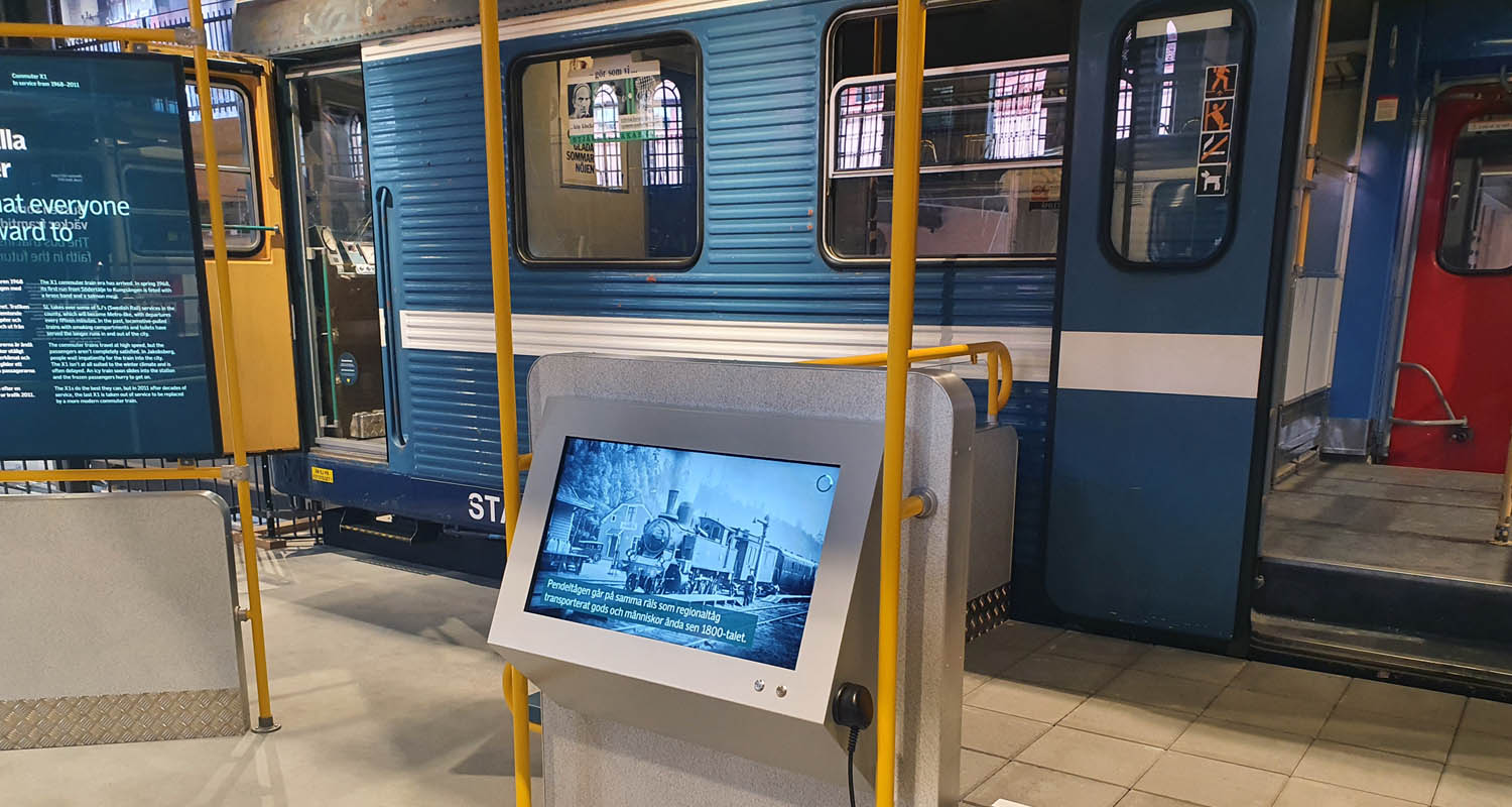 Heavy Duty Handset with Open Frame Screen by train in Stockholm Transport Museum