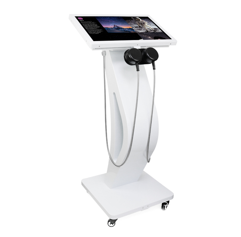 22 Inch White Multi Touch Kiosk with Heavy Duty Handsets and Hanger