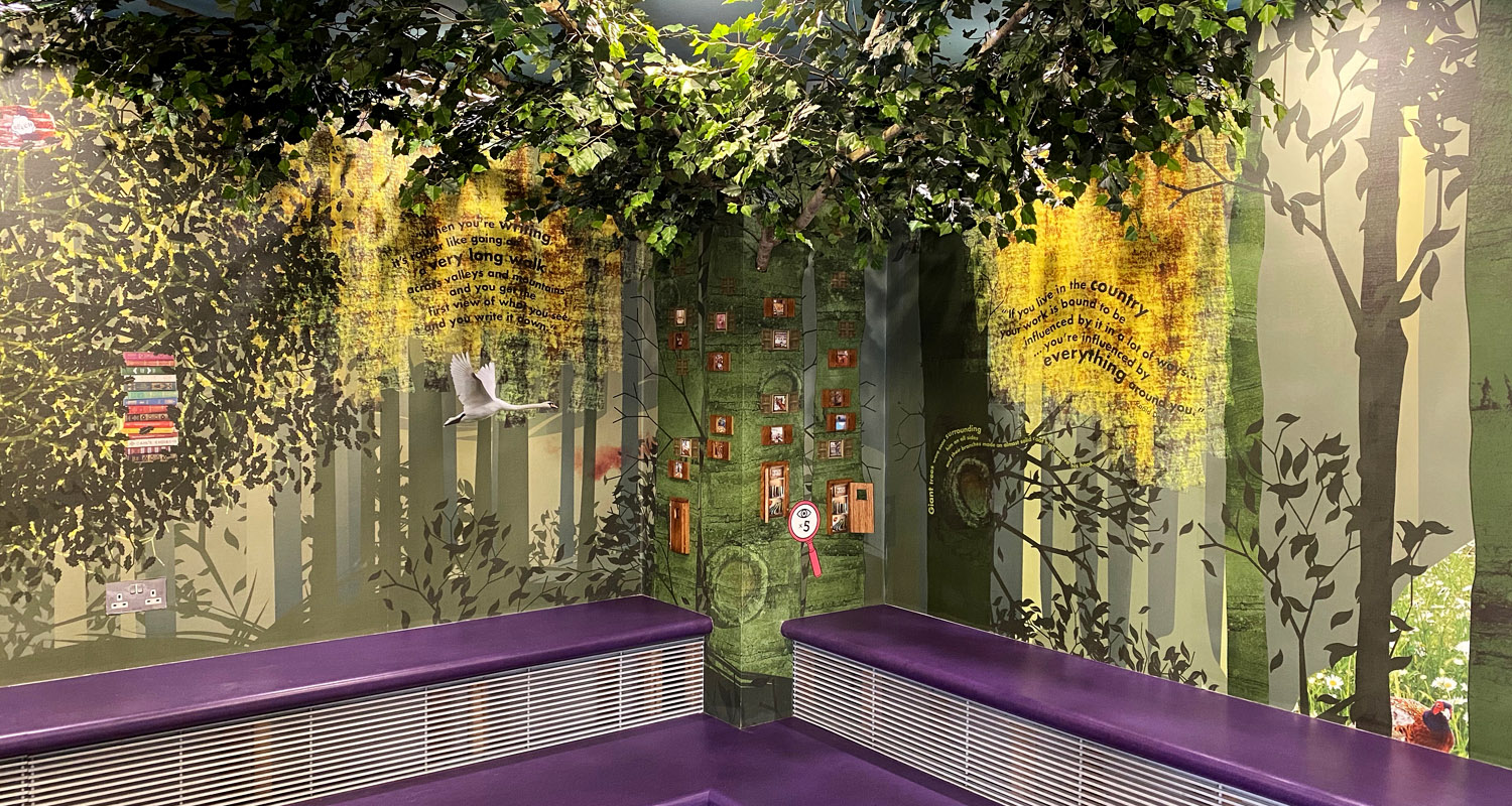 Tree corner of room at Roald Dahl Museum wide