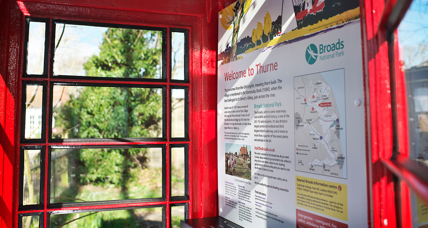 Signage in phone box at Broads National Park