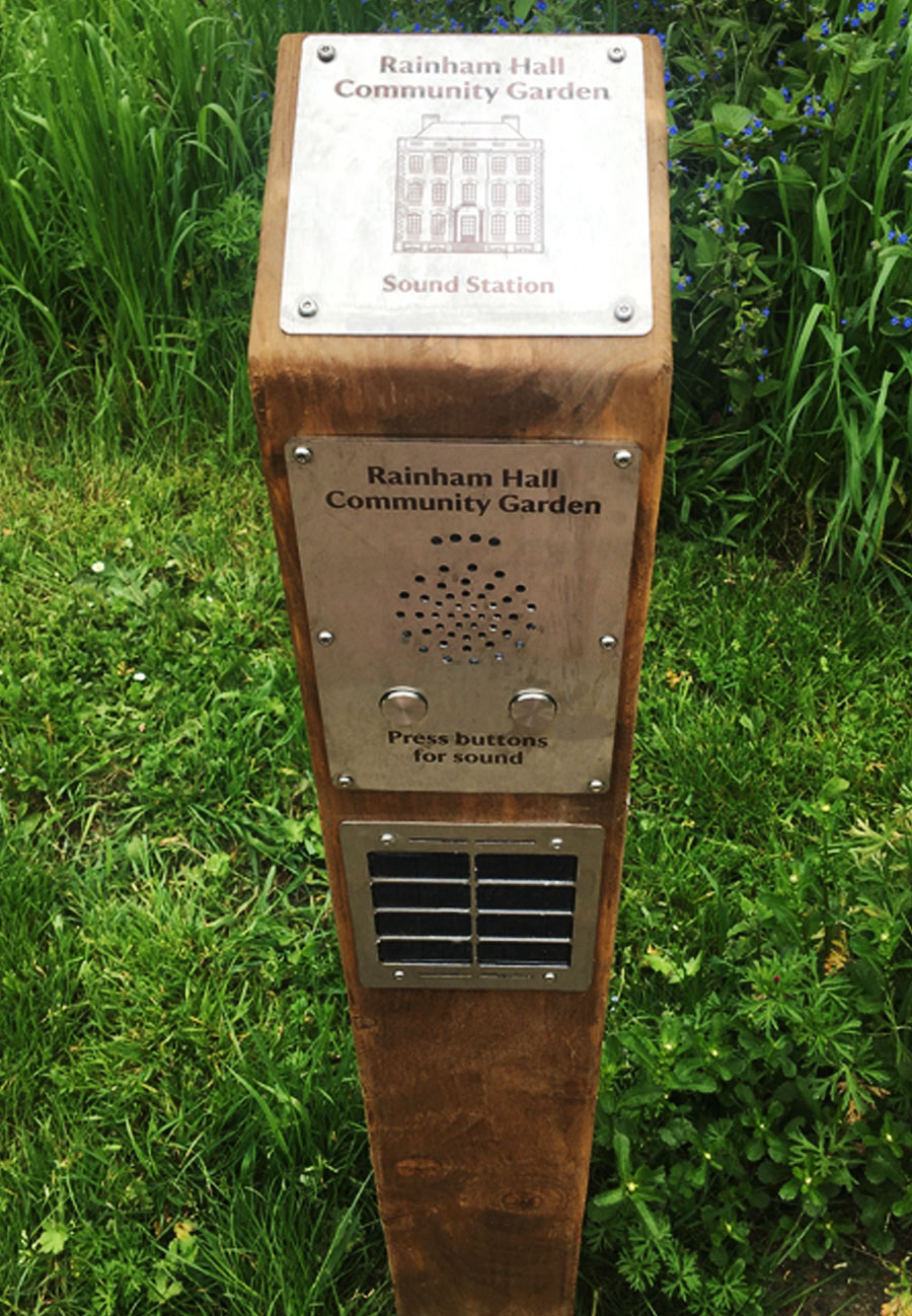 Solar Post with engravings at Rainham Hall