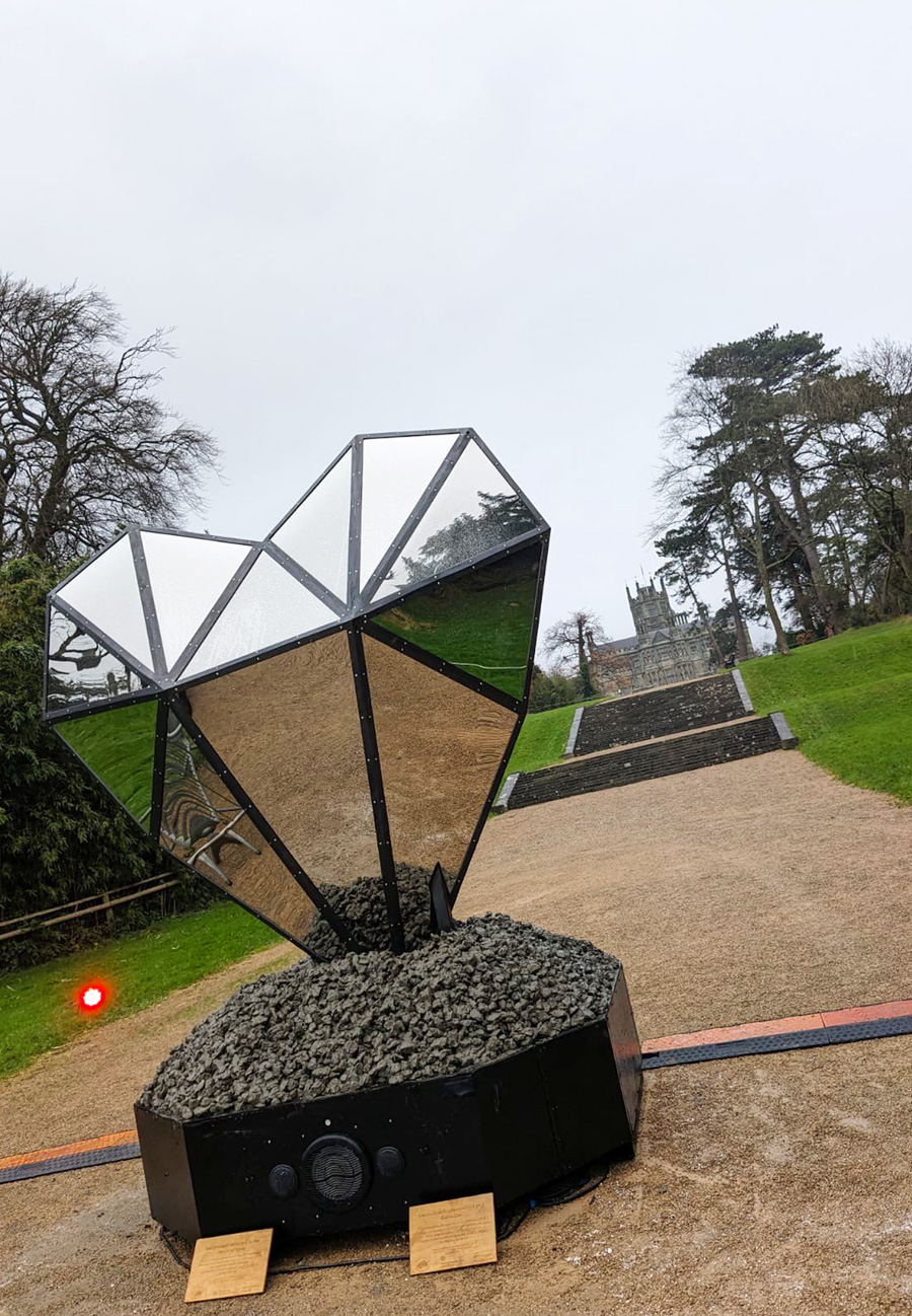 Heart with Bespoke Subwoofer base at Margam Park Angled