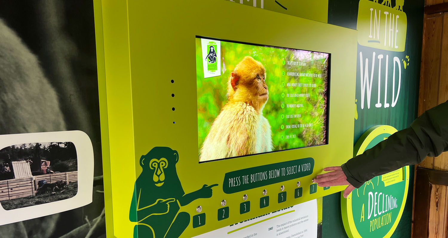 32 Inch Bespoke Button Activated Video Unit at Trentham Monkey Forest
