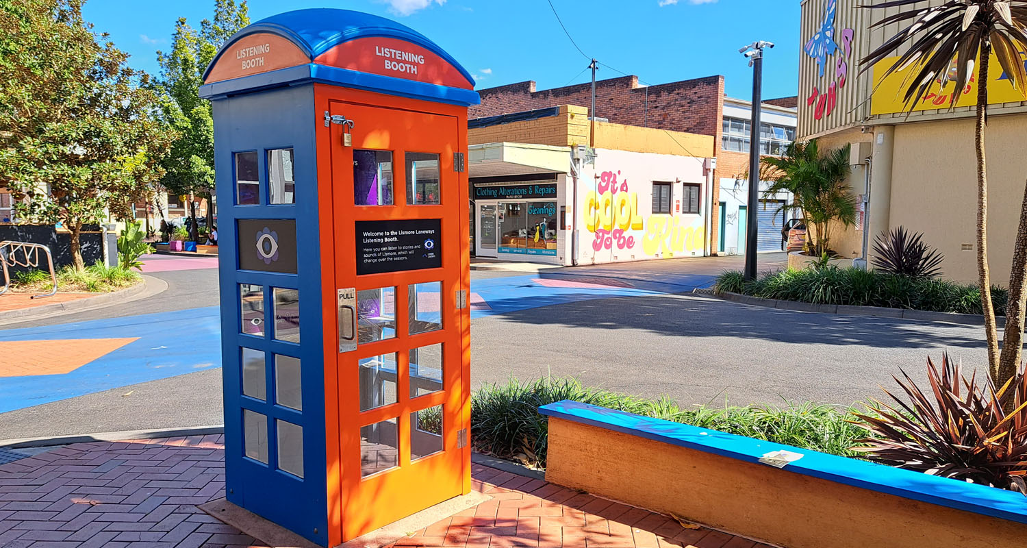 Listening booth on street corner in Lismore