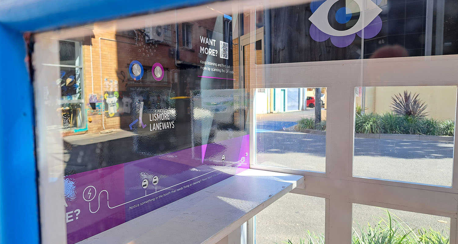 Solar Post Electronics Inside charging Phone Booth at Lismore