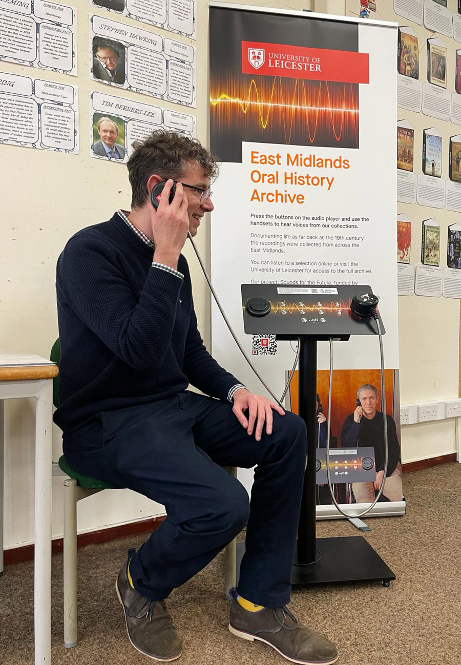 Audio Frame with headphones at Melton Library