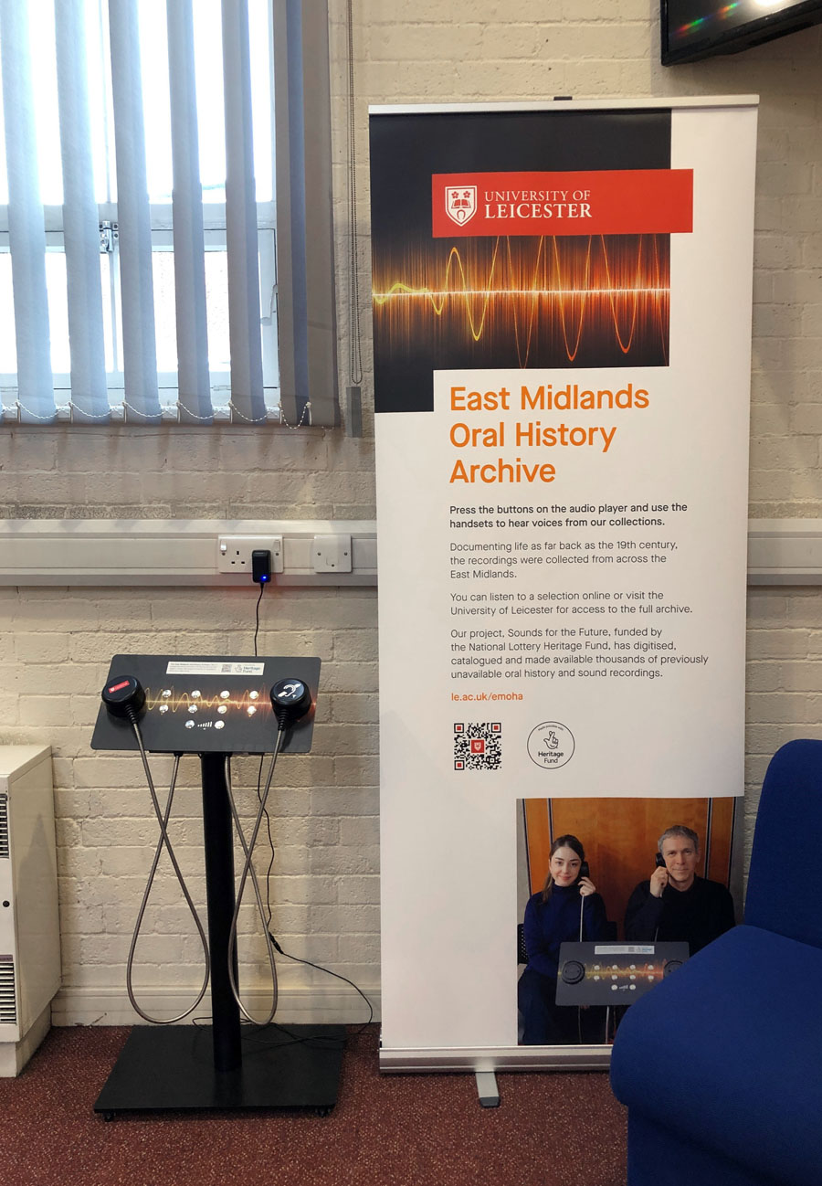 Audio Frame with headphones at the Record office for Leicester