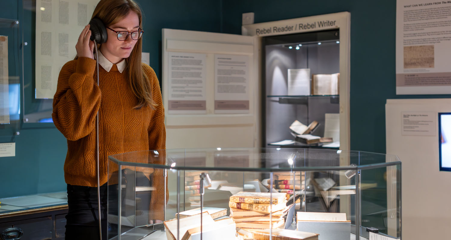 Audio Point with Single Cup Headphones in use at Jane Austen's House