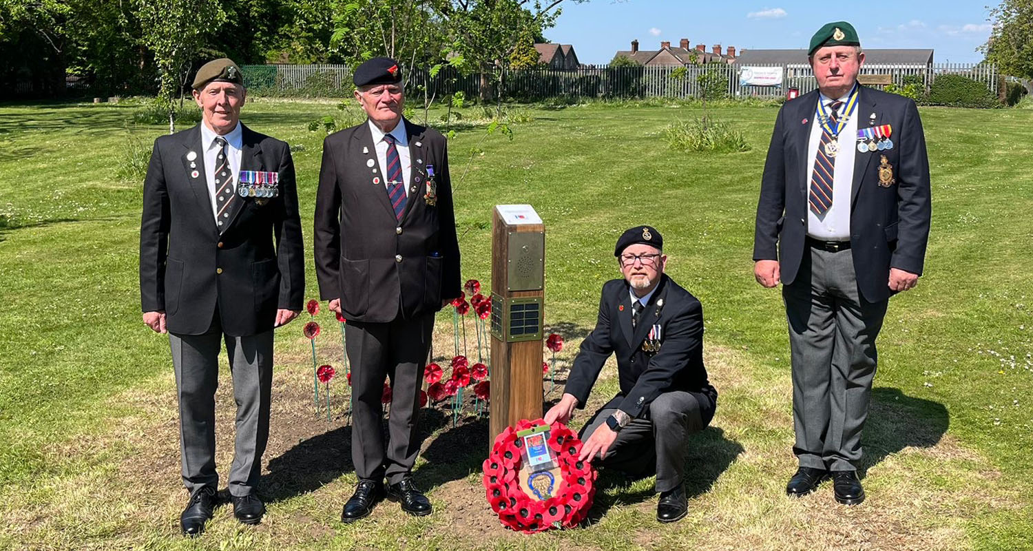 Veterans in front of Solar Audio Post at Port Talbot Rowan Tree