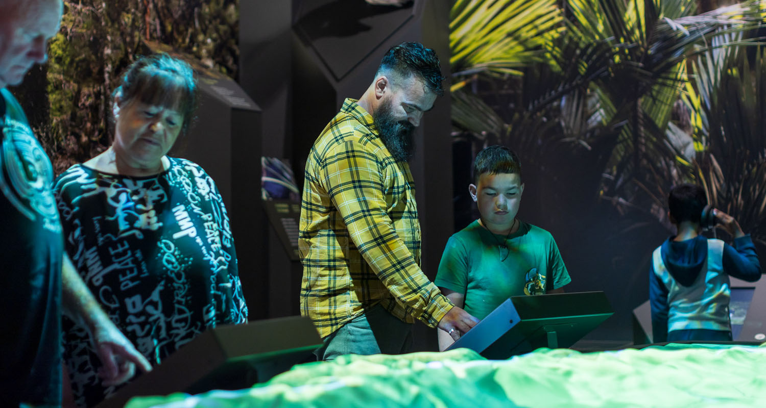 Visitors in the Paparoa Experience at the Punagairi Visitor Centre