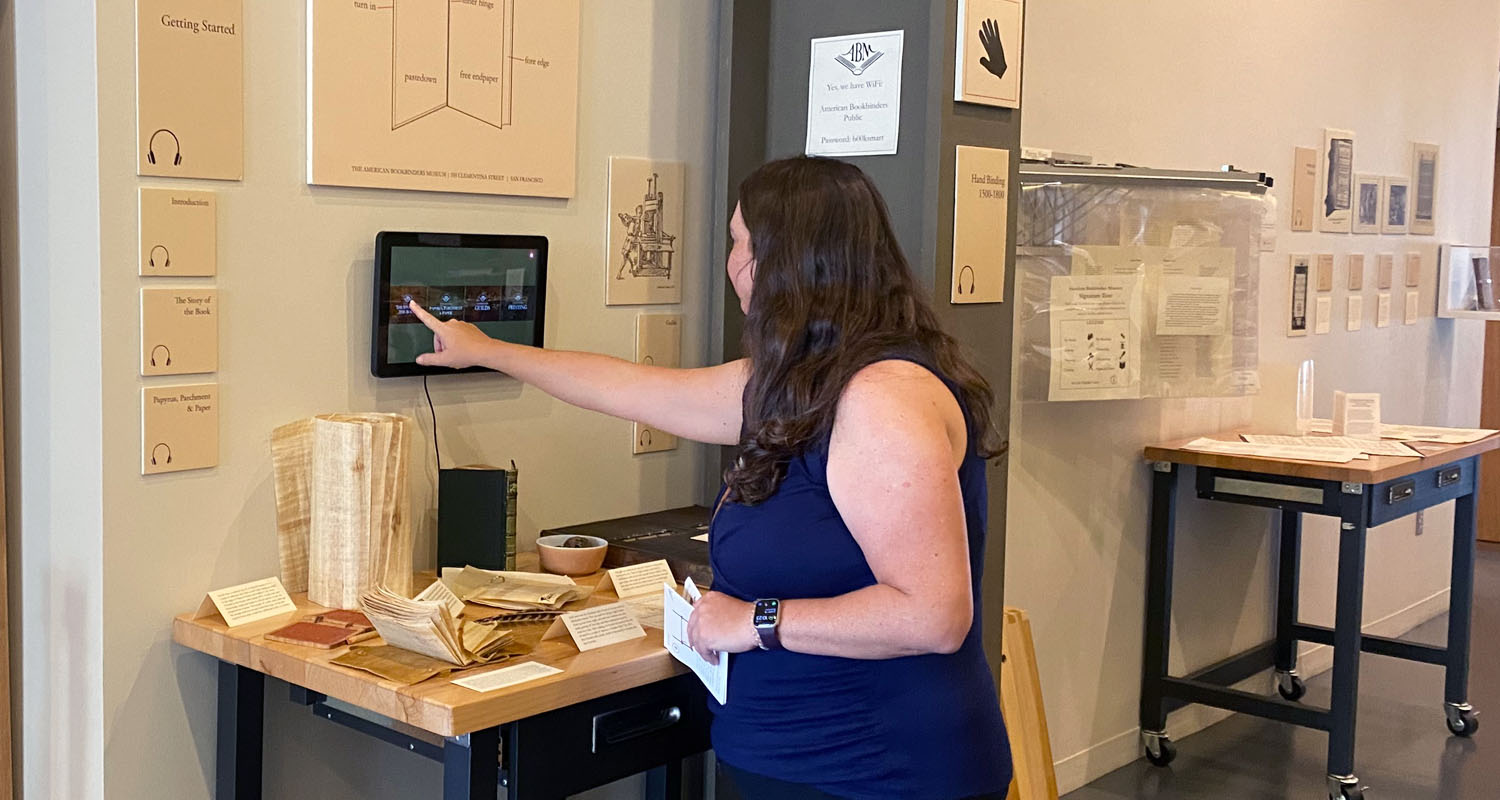 Android Tablet with Lightbox Lite in use at the American Bookbinders Museum