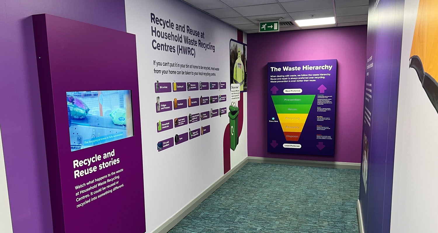 Waste Hierarchy bespoke Triangle and Screen at Eco Town