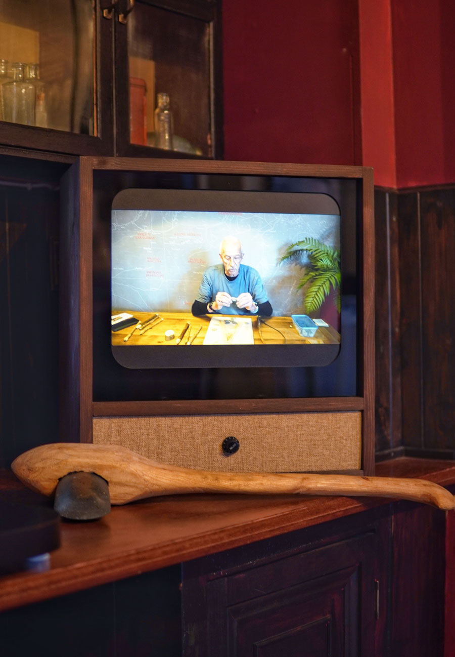 Bespoke NFC TV playing video at Penmaenmawr Museum portrait