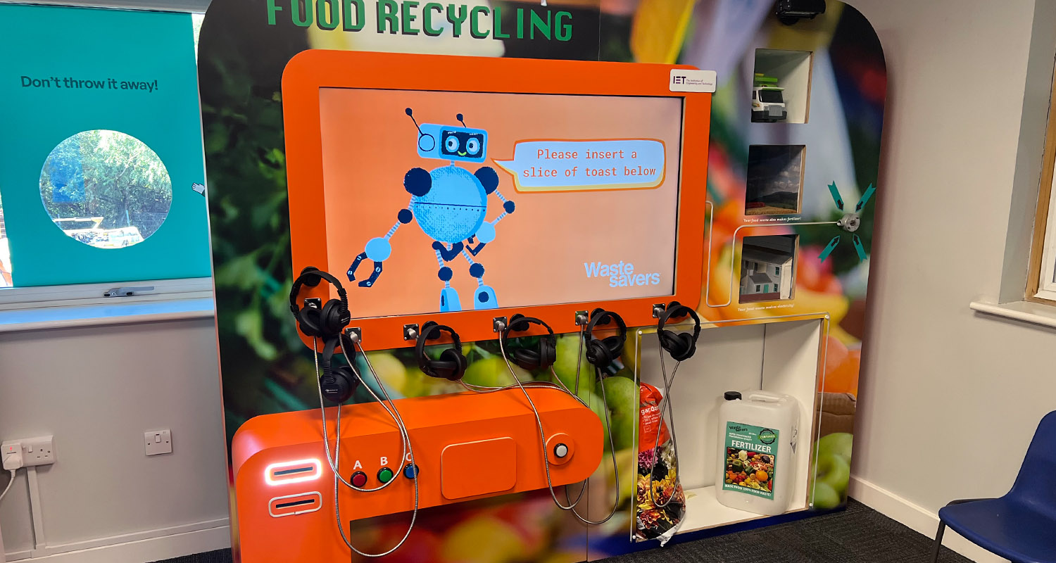 Food recycling pod with Double Cup Headphones at Wastesavers