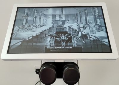 22″ Freestanding Kiosk with Lightbox 3 – Oldham Archives