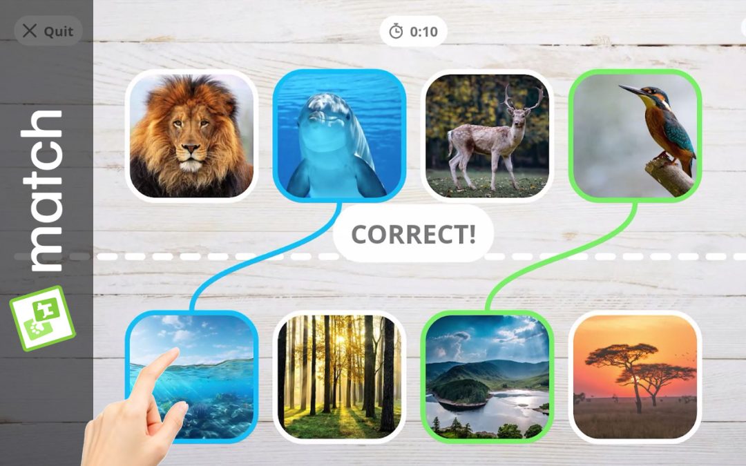 How do I create an educational ‘match the items’ game for visitors?