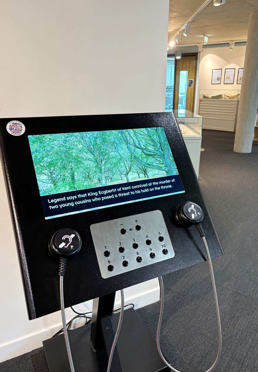 22 Inch AV Point with Hearing Loop HDHs playing content at University of Kent